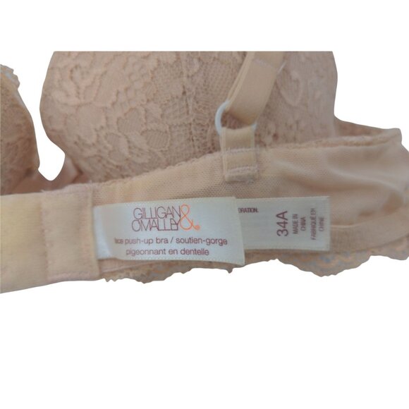Gilligan Omalley Demi Lace Push Up Bra 34A Tan Underwire - Picture 6 of 6